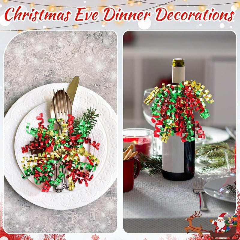 Lyrow Store 30 Pcs Christmas Curly Bows Self Adhesive Gift Wrap Accessory Xmas Holiday Gift Bows for Gift Wrapping Christmas Presents Wine Bottle Treat Bag Bridal Shower Wedding Party Favor (Gold Red Green) - Image 5